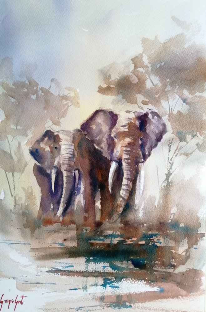 Reflektioner över safarielefanter av Giorgio Gosti
