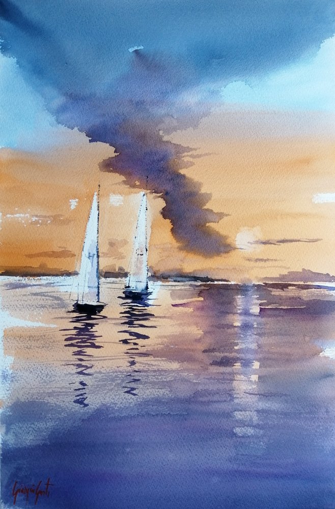 Serene Sunset Segelbåtar av Giorgio Gosti