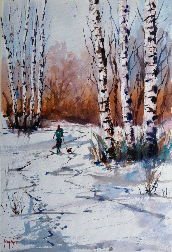 Vinterpromenad i björkskogen av Giorgio Gosti