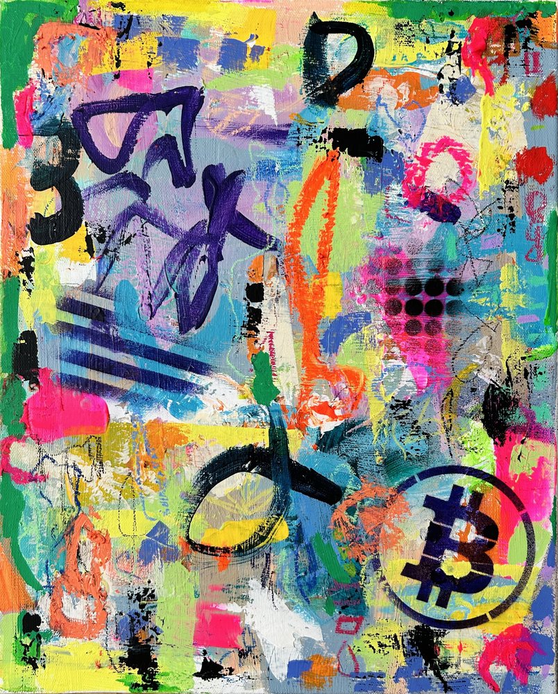 Färgsprakande Bitcoin-graffiti av Irene Chua