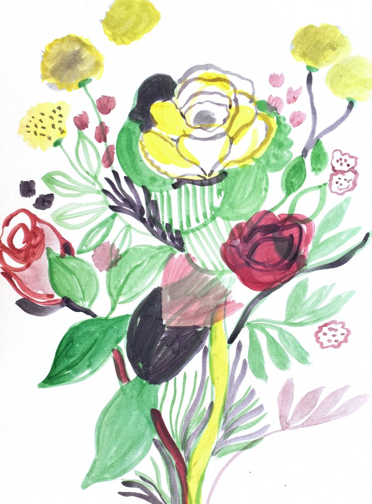 Färgsprakande blomsterbukett av Iria Fernandez