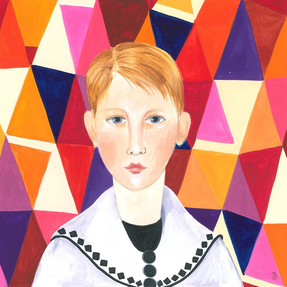 Geometriskt porträtt av Isabelle Brent