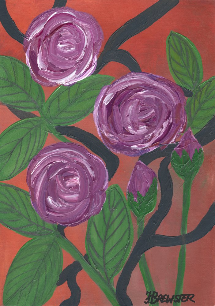 Lila rosor blommar av Janine Brewster