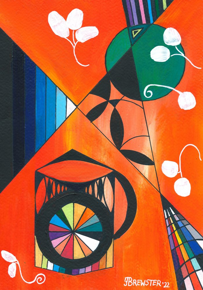 Livfull geometrisk komposition av Janine Brewster