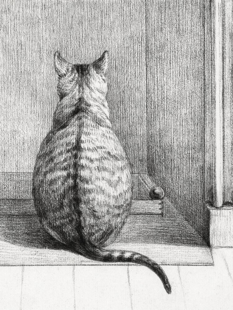 Sittande katt, sett bakifrån (1812) av Jean Bernard