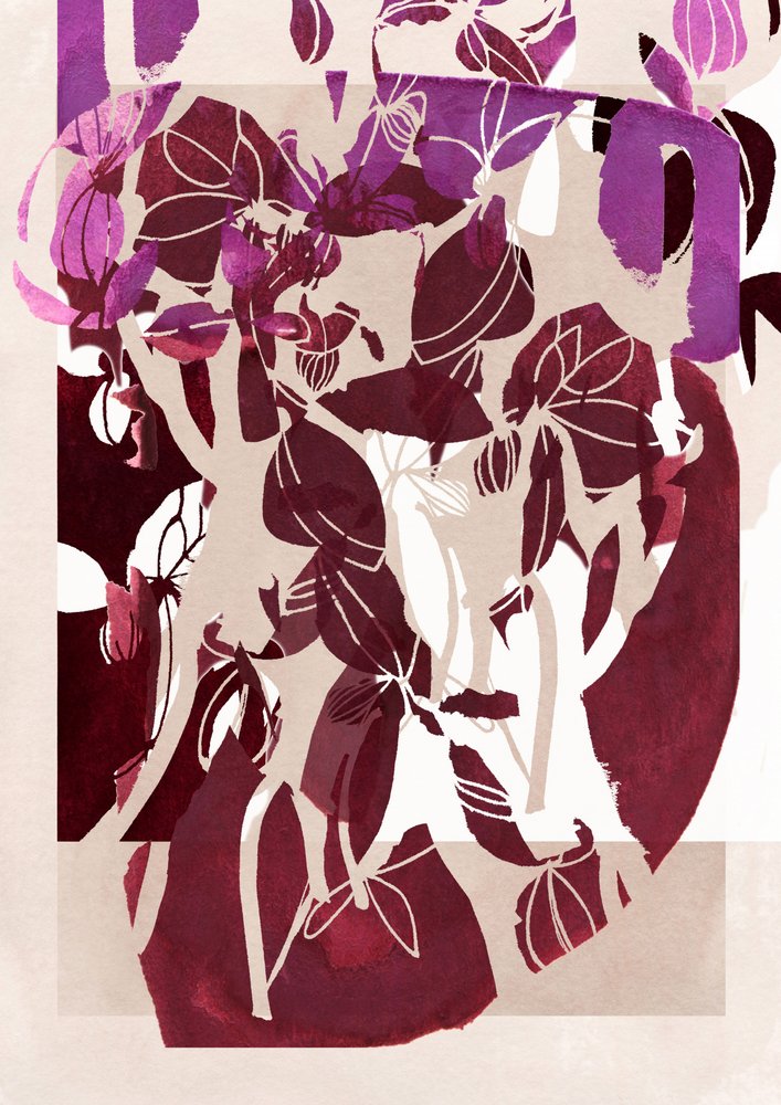 Abstrakta blommor i magenta av Jenja Braun