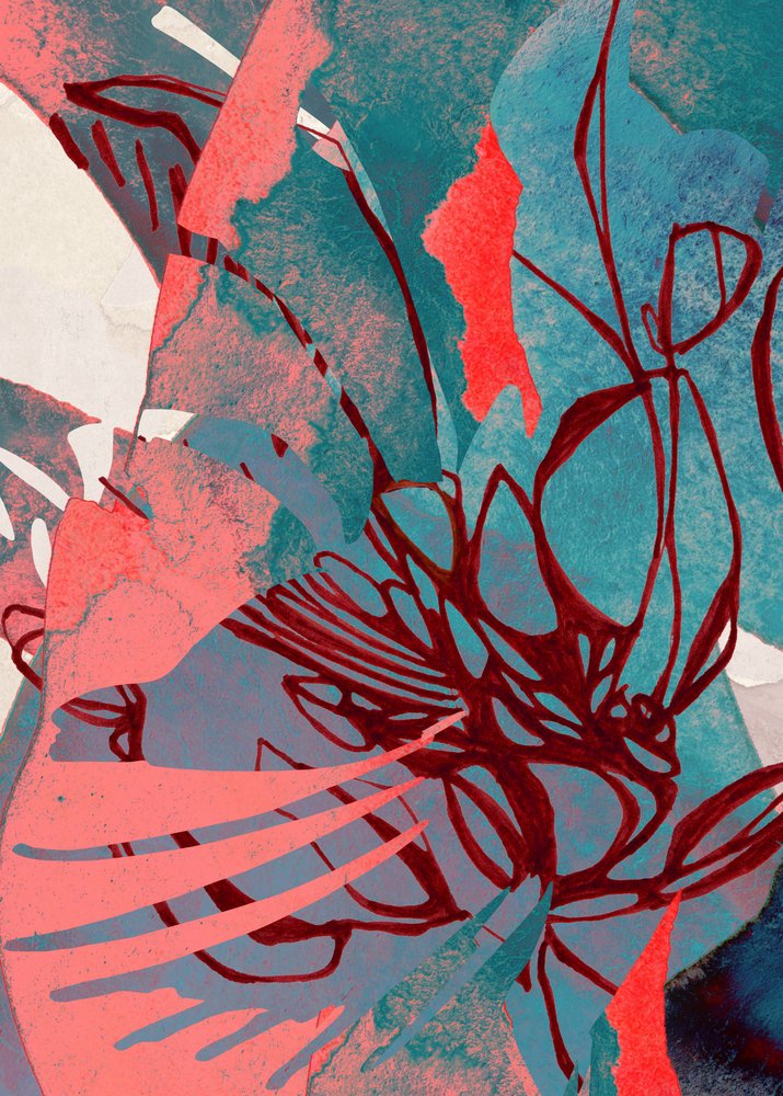 Coral Teal Organic Flow av Jenja Braun