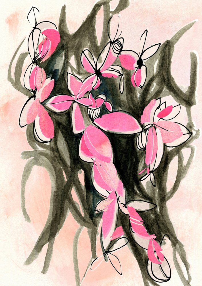 Rosa abstrakta blommor av Jenja Braun