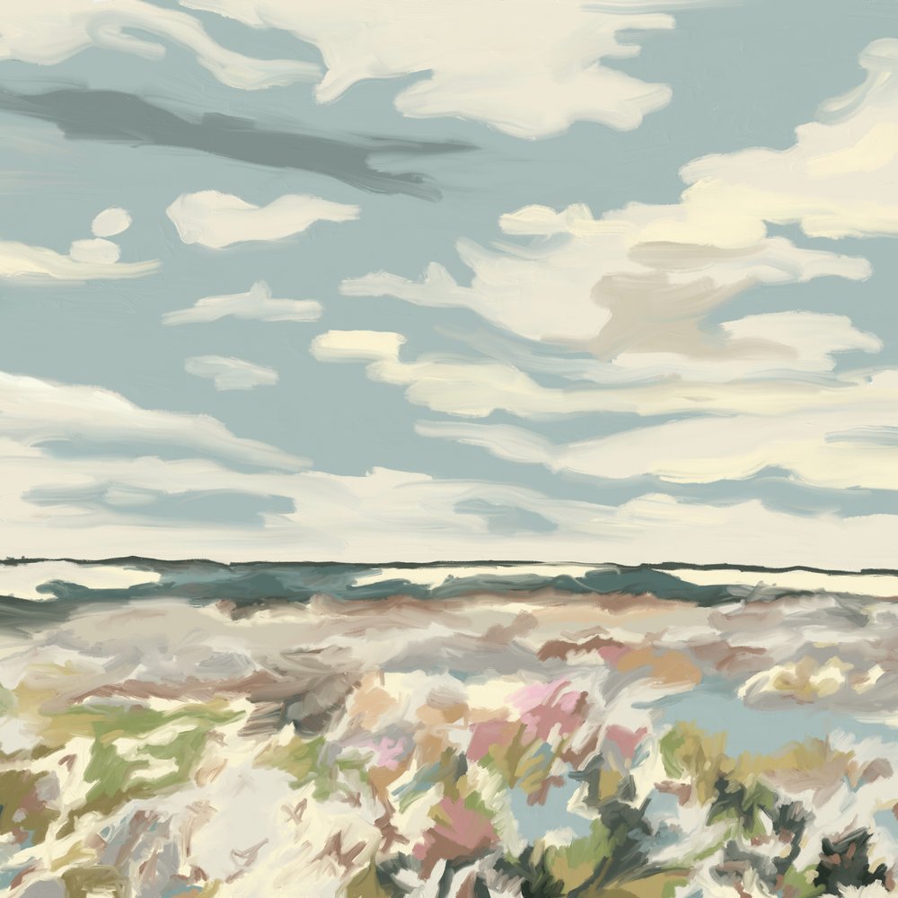 Sanddyner, blommor, hav, himmel av Jenna Alheit