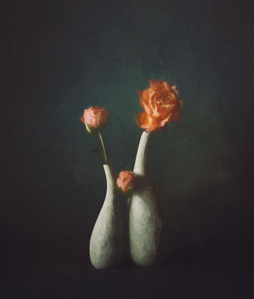 Vaser i färgen Moody Rose av John-Mei Zhong