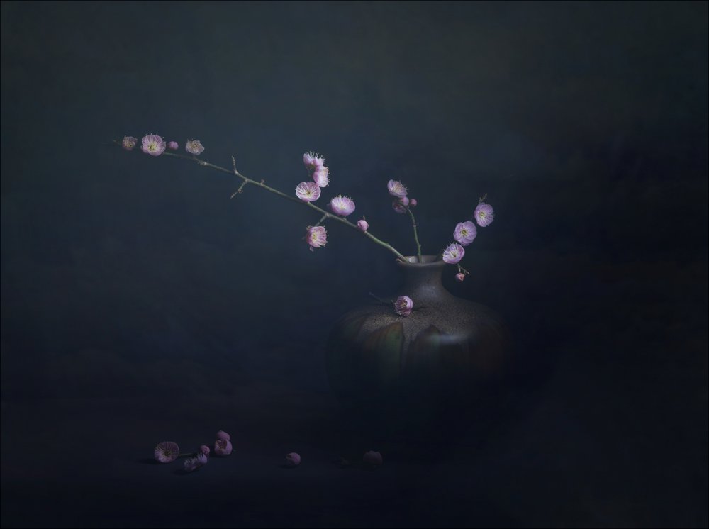 Stilleben med plommonblommor av John-Mei Zhong