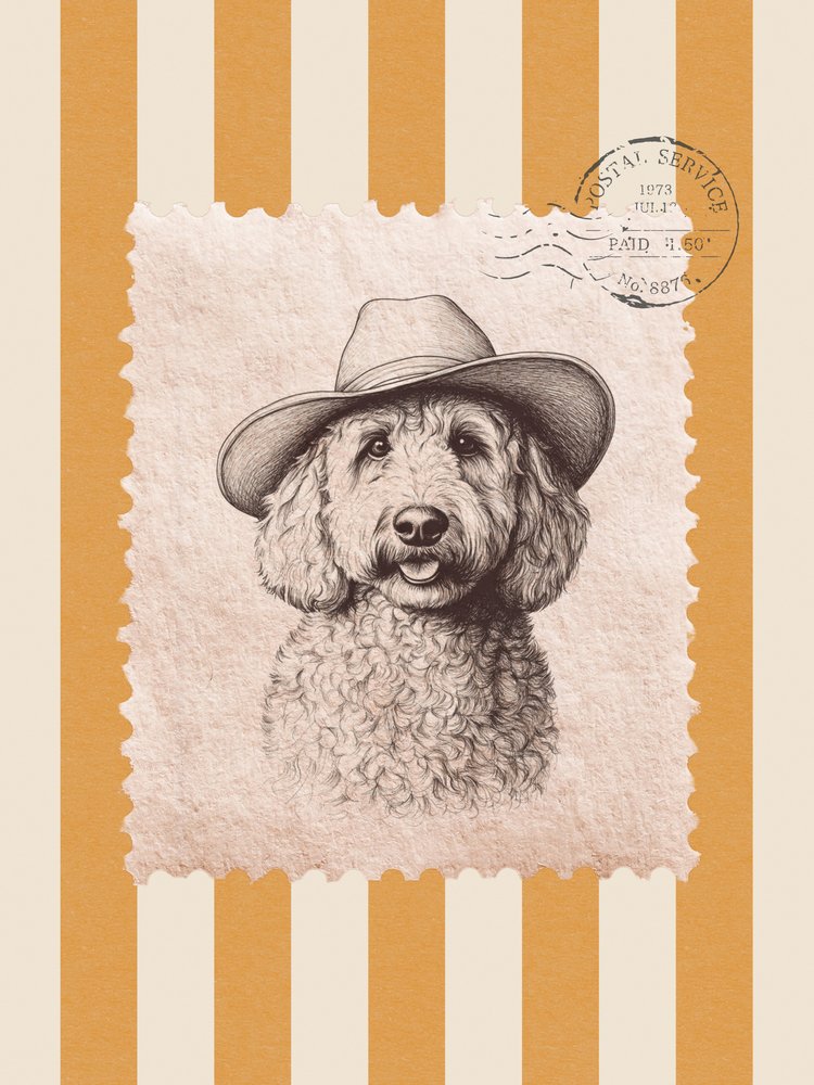 Porträtt av en cowboyhund av Jolly and Dash