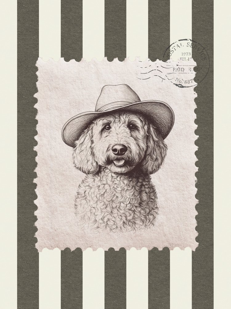 Goldendoodle-cowboyhatt av Jolly and Dash
