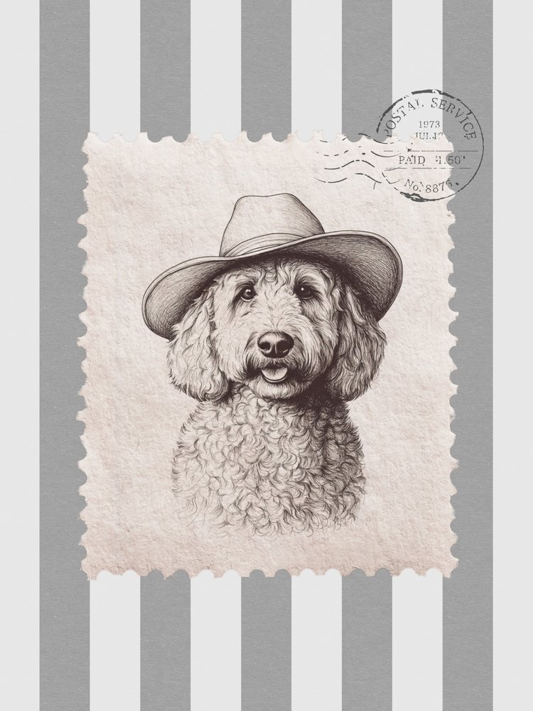 Goldendoodle-cowboy-stämpel av Jolly and Dash