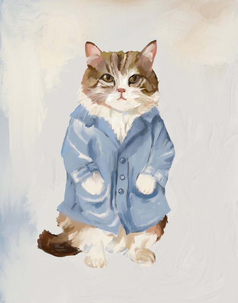 Söt katt i blå kappa av Josie George
