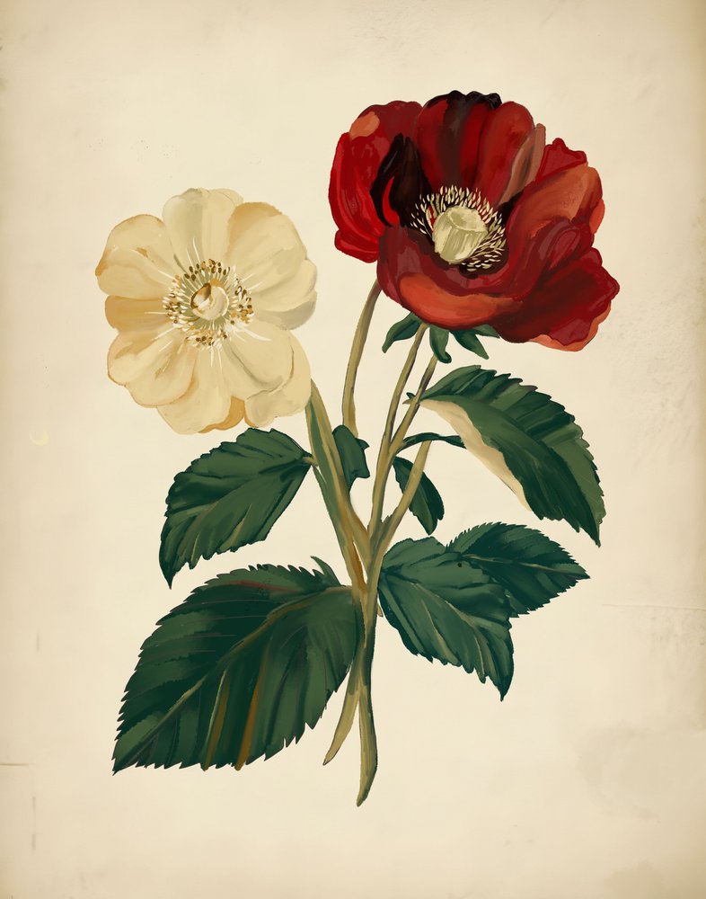 Eleganta röda och gula blommor av Josie George