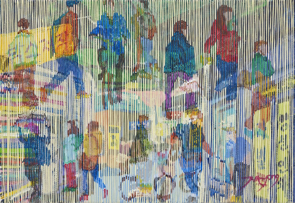 Abstrakt stadsfolkmassa av Jukyong Park