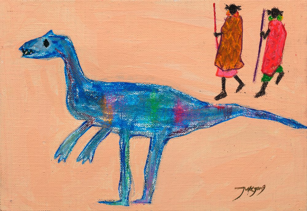 Blå dinosaurie – Tribal Walk av Jukyong Park
