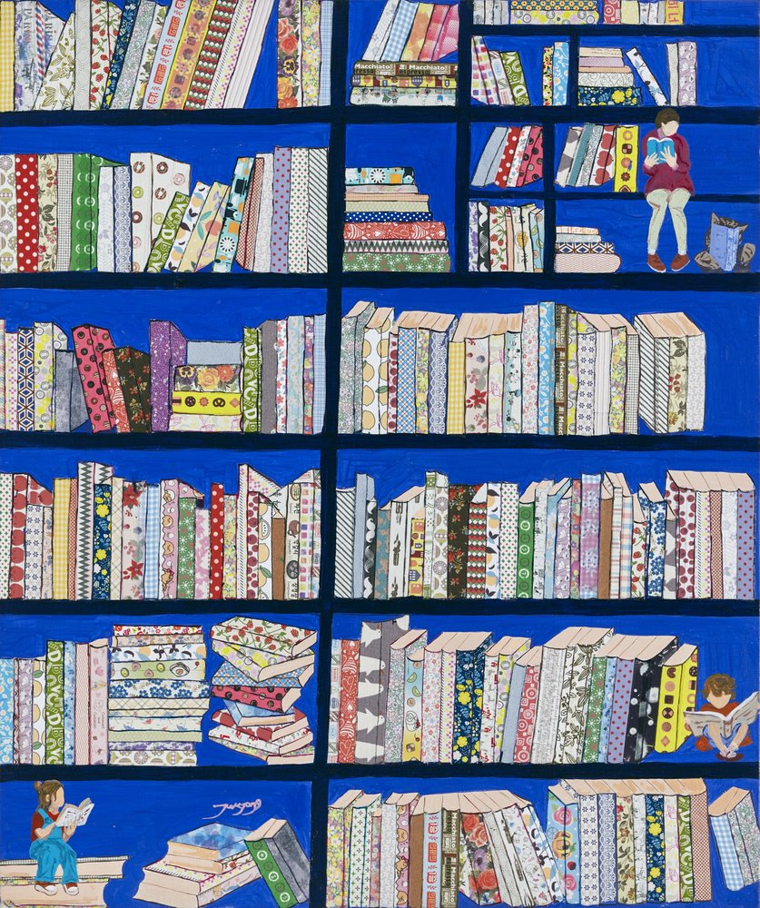 Färgglada biblioteksböcker av Jukyong Park