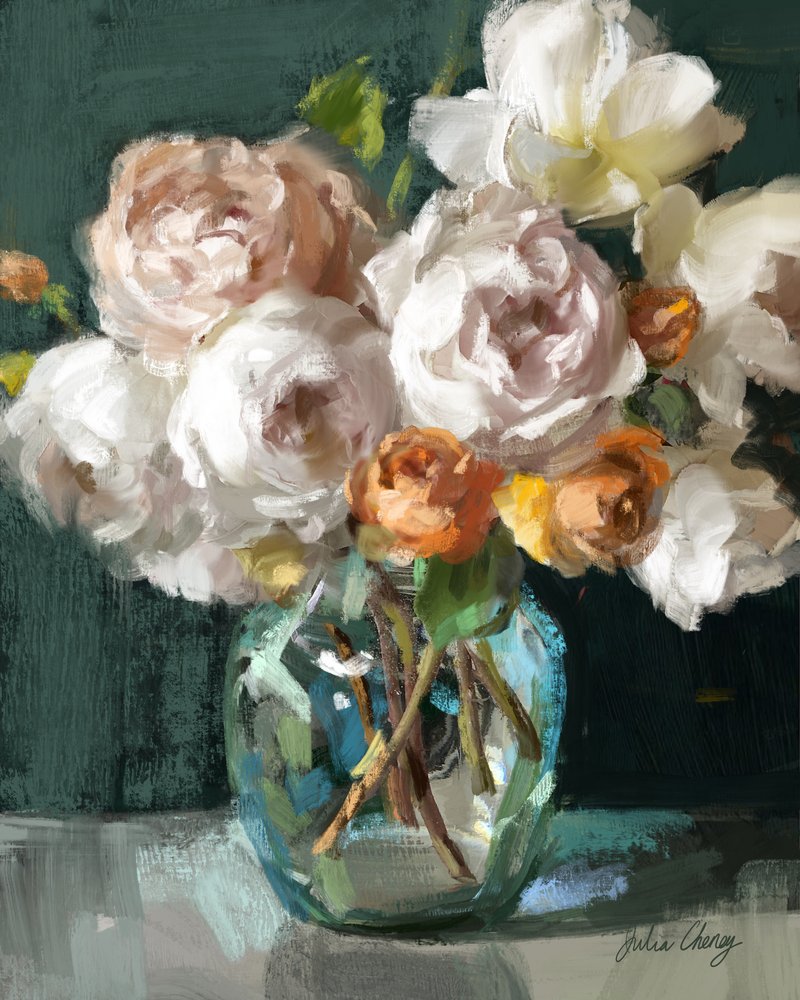 Mjukt blomsterstilleben av Julia Cheney