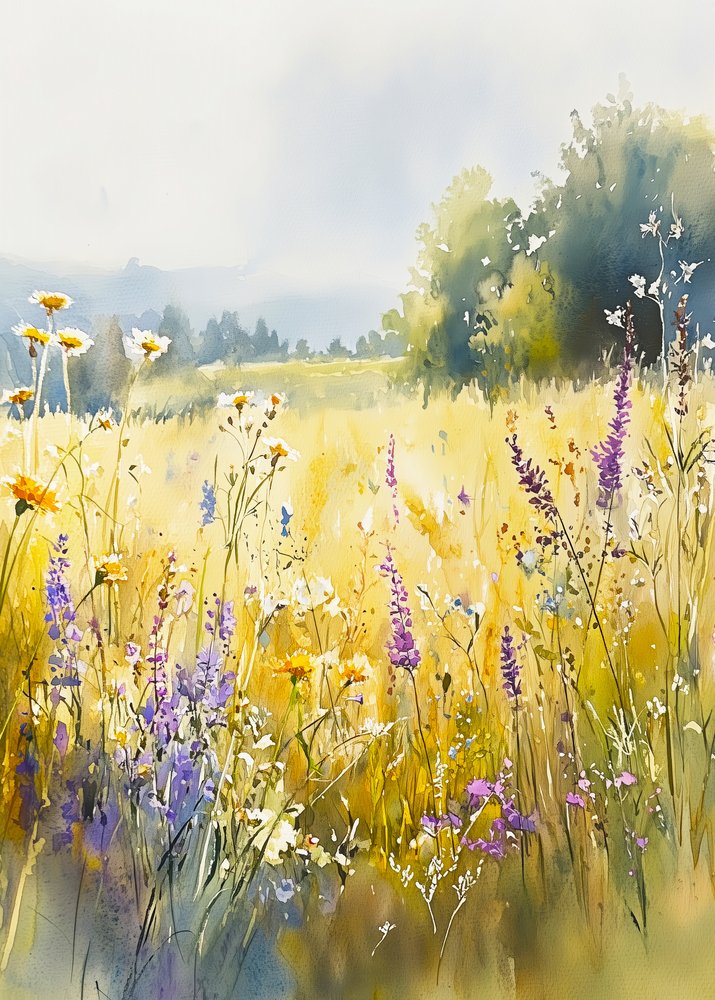 Solig äng med vildblommor av Justyna Jaszke