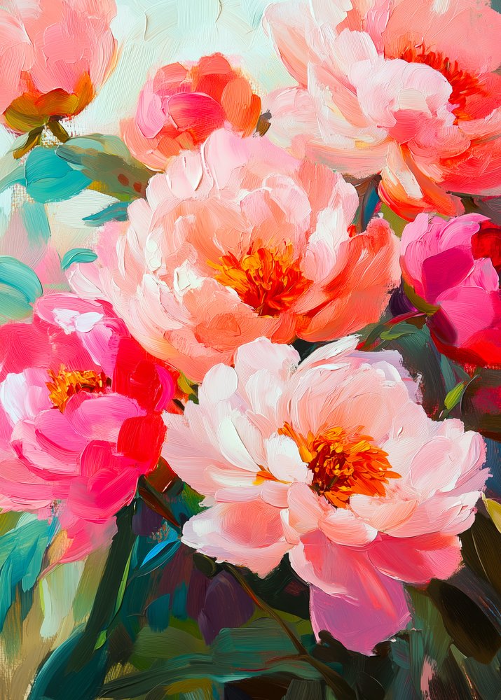 Färgsprakande pionblommor av Justyna Jaszke
