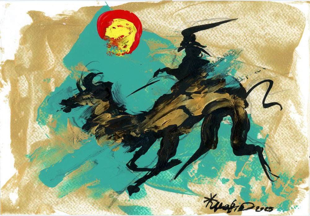 Dynamic Rider Golden Horse av Kanat Ibragimov