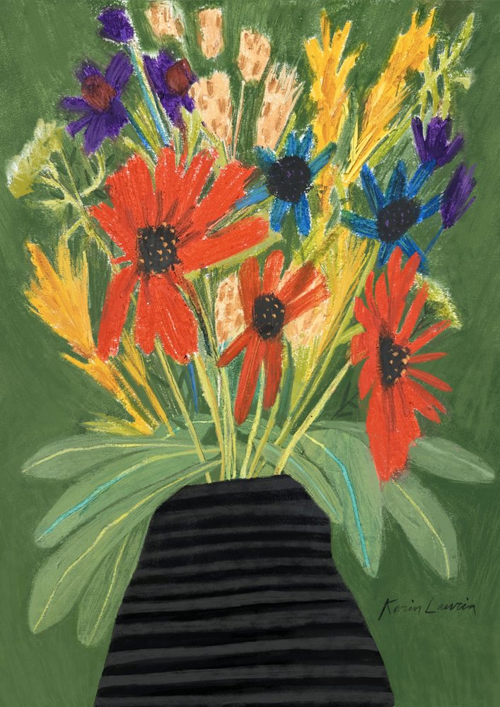 En färgsprakande blomsterbukett av Karin Lauria