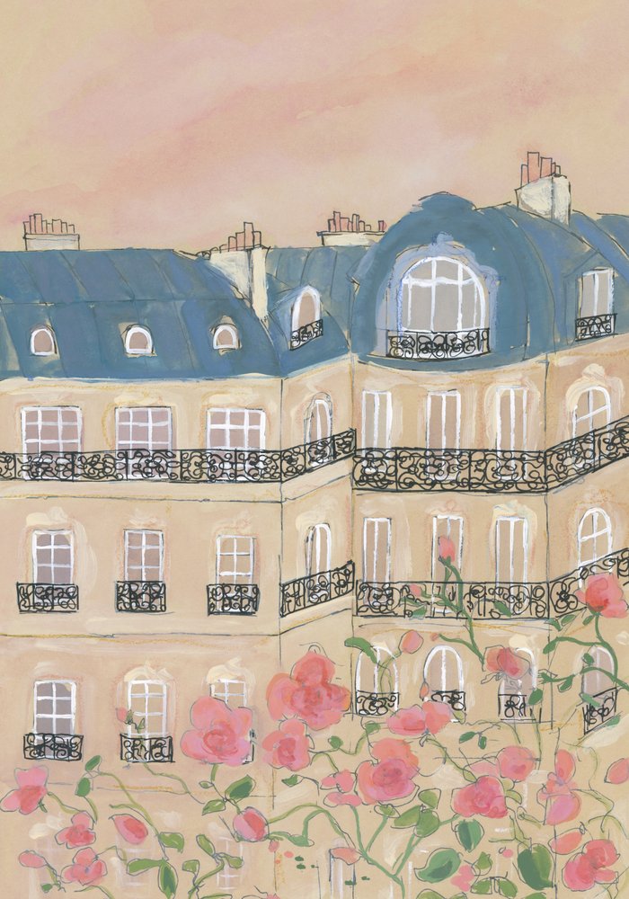 Solnedgång över Paris byggnader av Katharina Puritscher