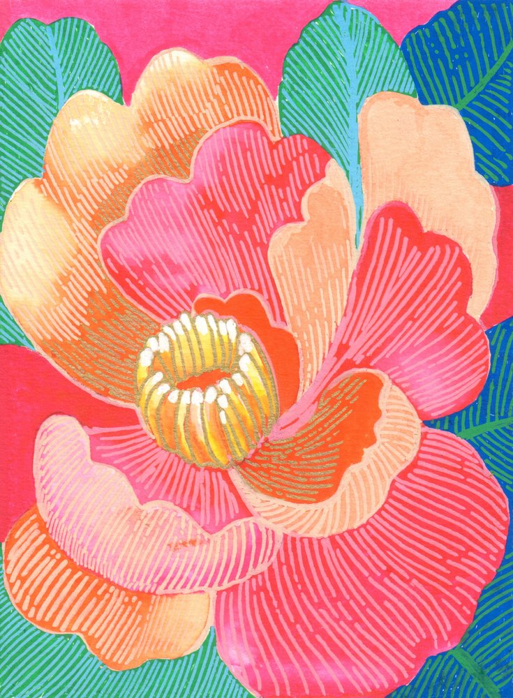 Färgstark tropisk blomma av Katie O'Shea