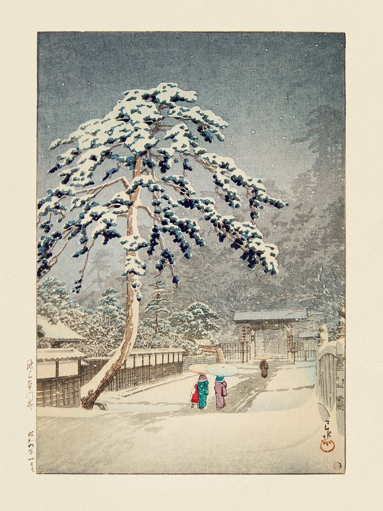 Ikegami Honmonji (Honmon-templet, Ikegami) (1931) av Kawase Hasui