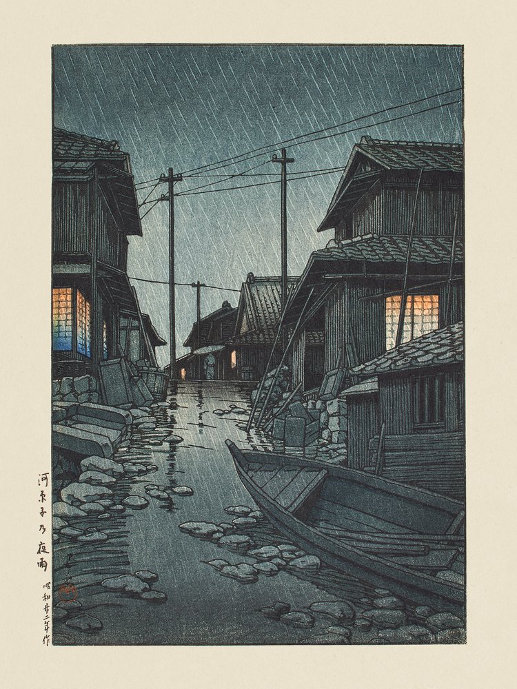 Kawarago No Yau – Nattregn i Kawarago 1947 av Kawase Hasui