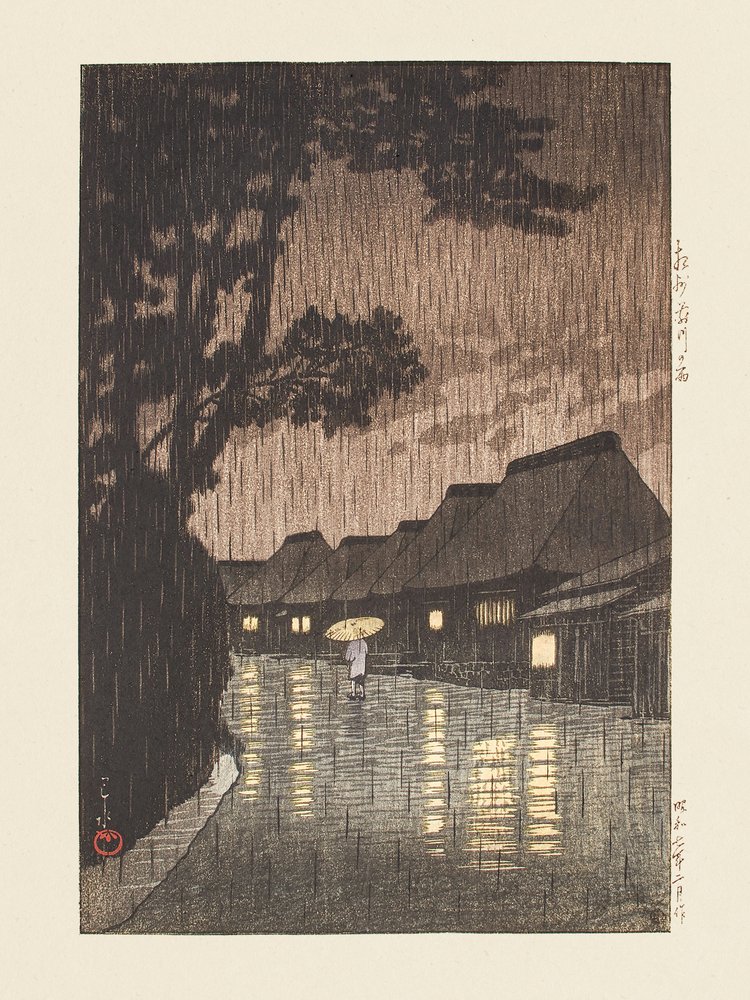 Soshu Maekawa No Ame (Regn i Maekawa, Sagami-provinsen) (1932) av Kawase Hasui