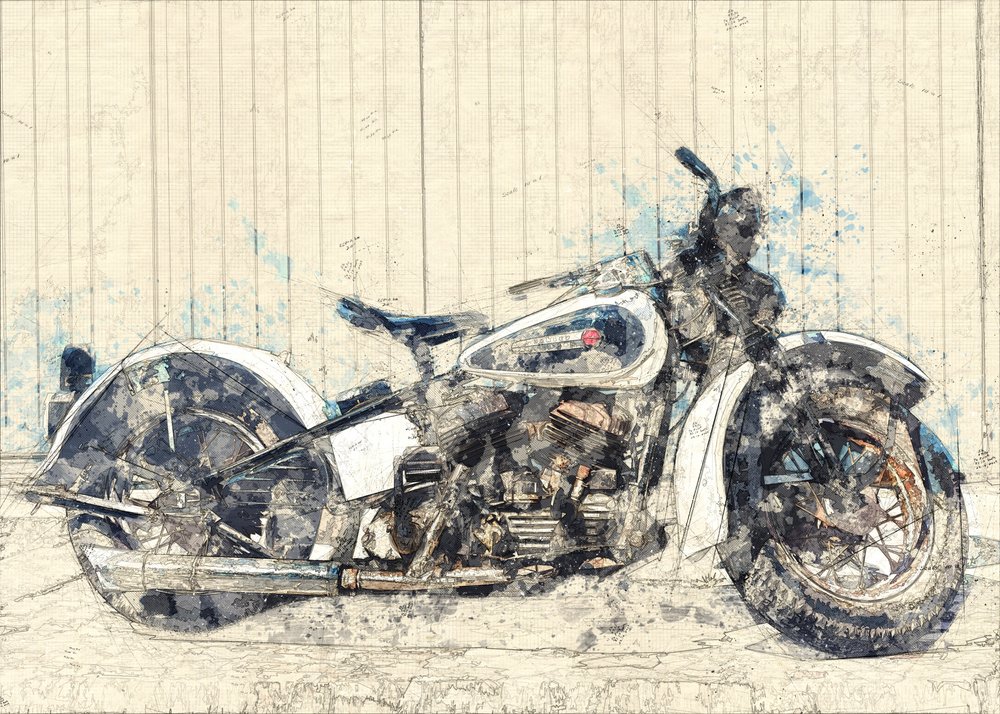 Klassisk motorcykelkonst av Lembayung senja studio [Vintage Poster]
