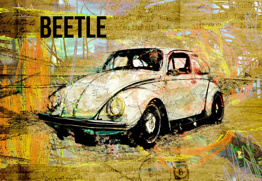 Golden Beetle Classic av Lembayung senja studio [Vintage Poster]