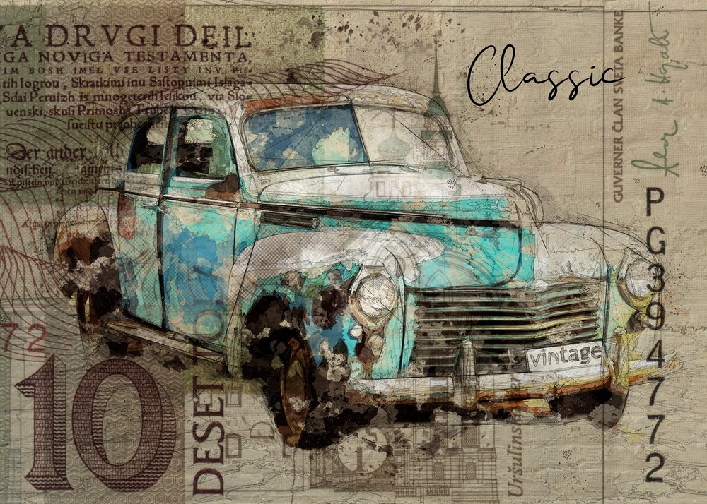 Rusty Teal – en klassisk bil av Lembayung senja studio [Vintage Poster]