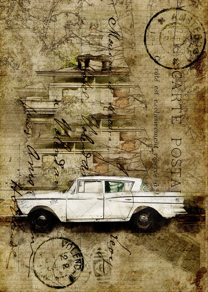 Resor till Vintage Car City av Lembayung senja studio [Vintage Poster]