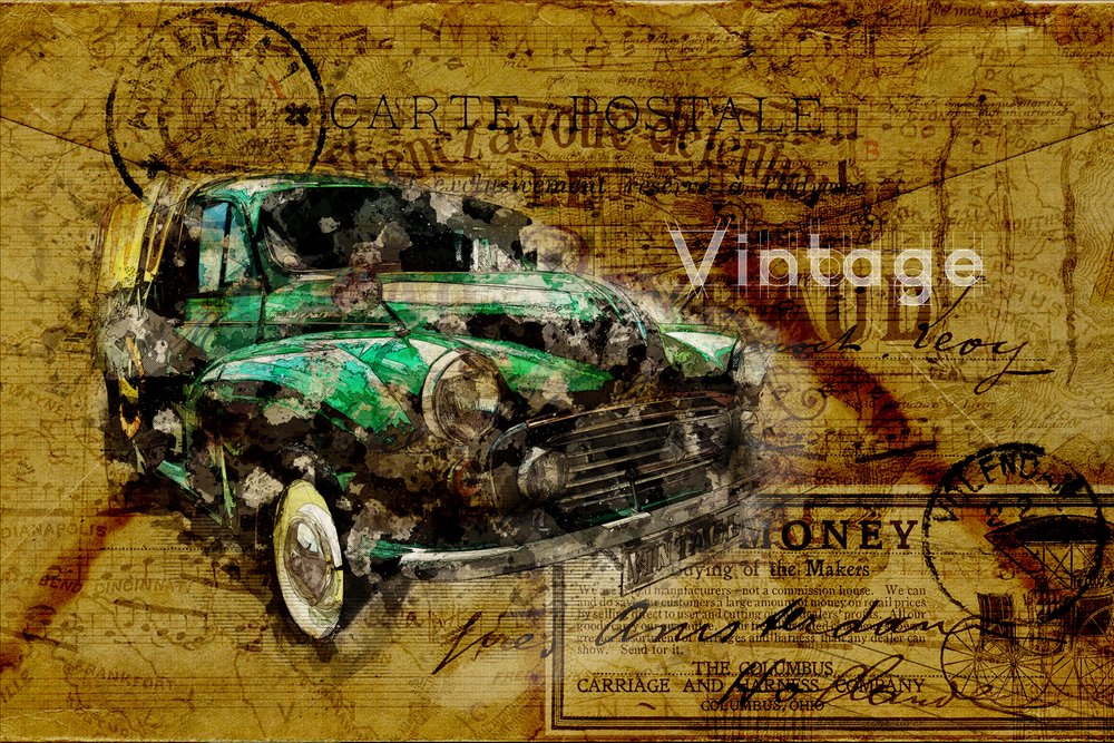 Resekarta för veteranbilar av Lembayung senja studio [Vintage Poster]