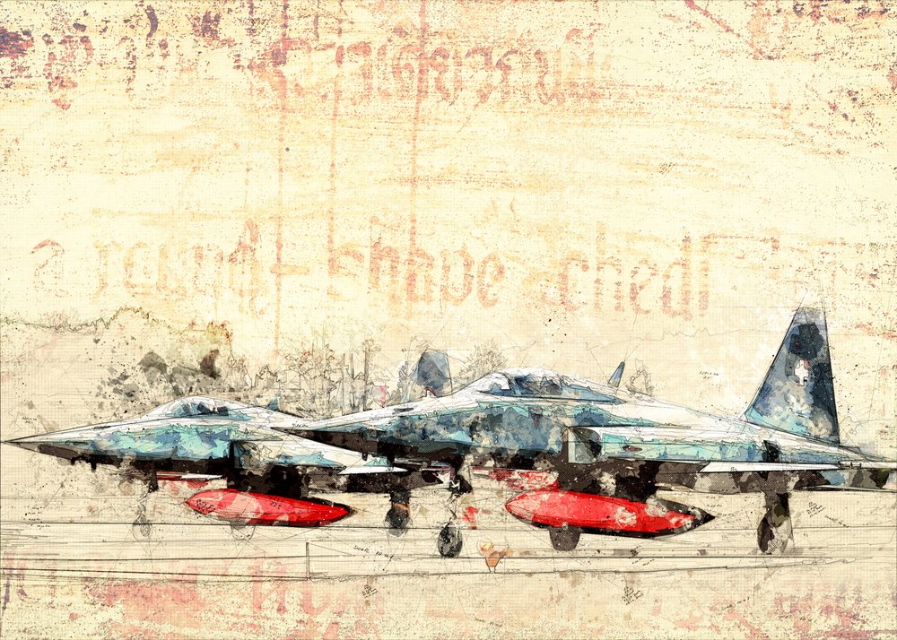 Klassiska stridsflygplan av Lembayung senja studio [Vintage Poster]