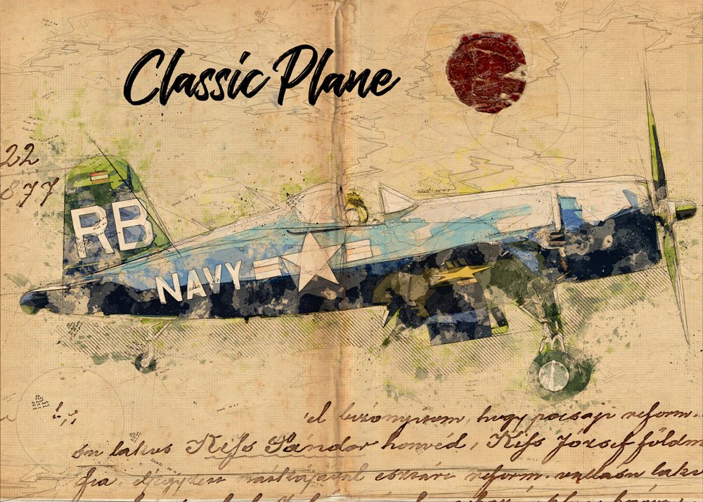 Vintage-stridsflygplan av Lembayung senja studio [Vintage Poster]
