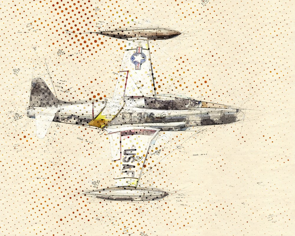 Vintage-ritning av ett jetplan av Lembayung senja studio [Vintage Poster]