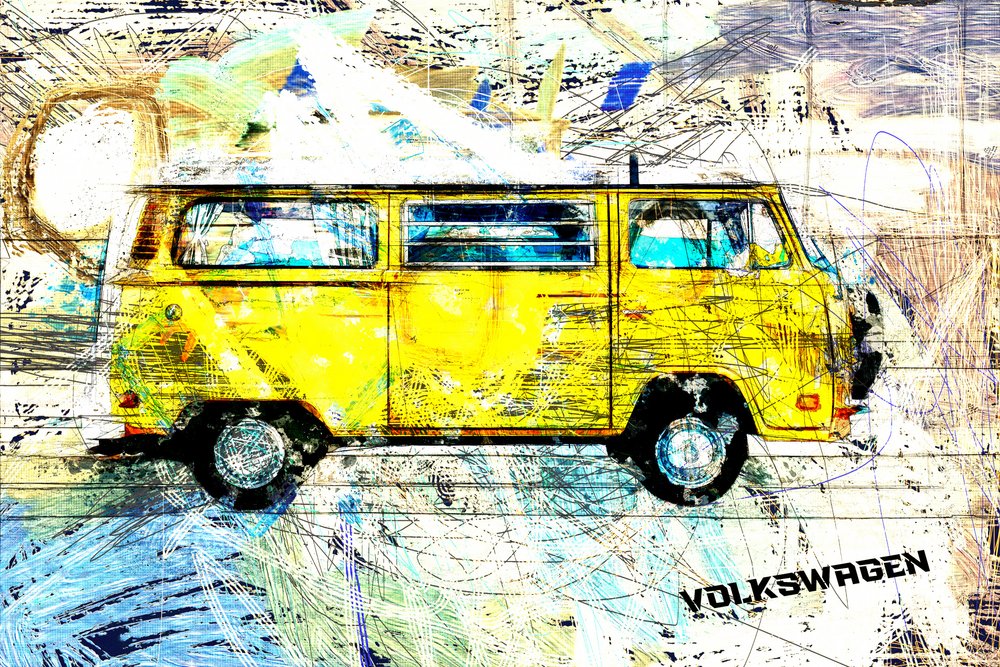 Yellow Surf Van av Lembayung senja studio [Vintage Poster]