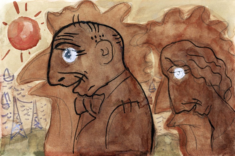 Karikatyr av Leo Gestel och hans hustru (ca 1891–1941) av Leo Gestel av Leo Gestel