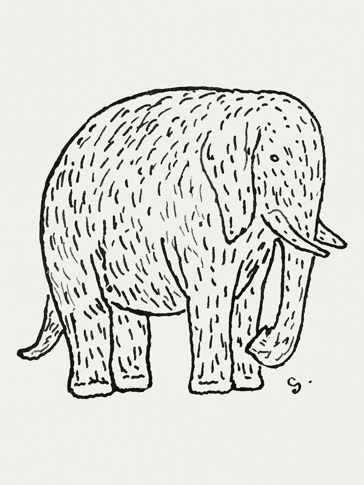 Elefant (ca 1891–1941) – teckning i hög upplösning av Leo Gestel av Leo Gestel