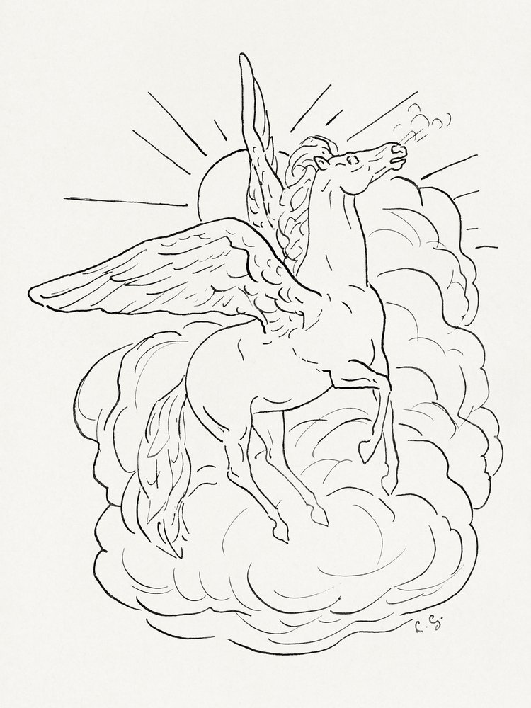 Pegasus flyger framför ett moln (1891–1941) av Leo Gestel