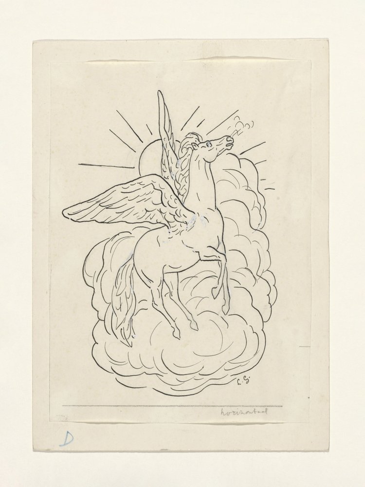 Pegasus flyger framför molnen (1891–1941) av Leo Gestel