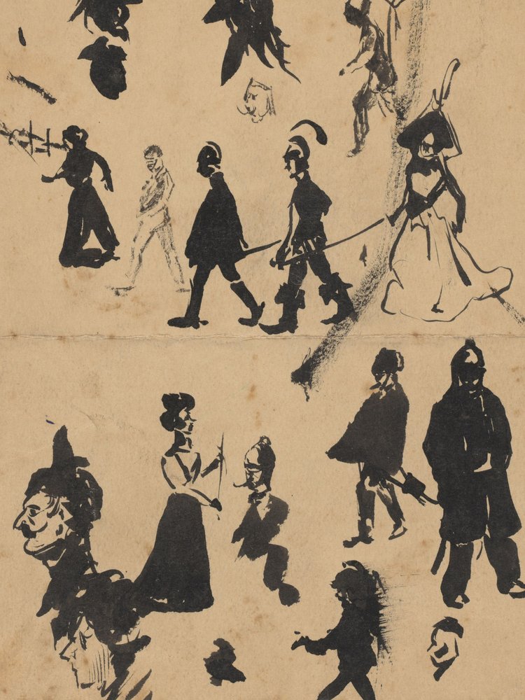 Studieblad med män och kvinnor av Leo Gestel