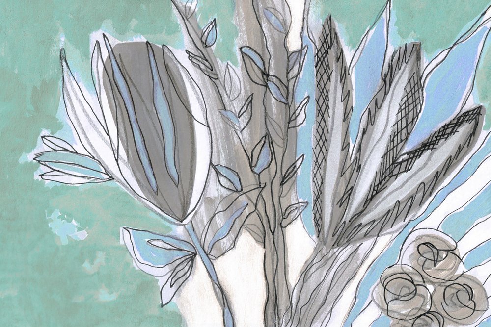 Abstrakt blomsterskiss av Lori Ann Folz
