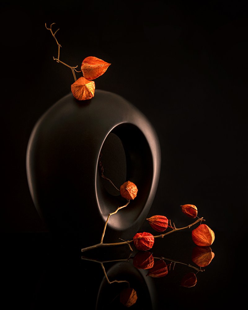 Orange Botanicals svart vas av Louie Luo