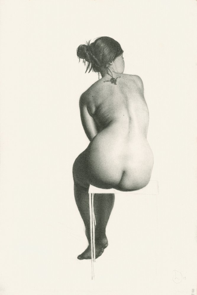 Elegant sittande nakenmodell av Lourens Joubert